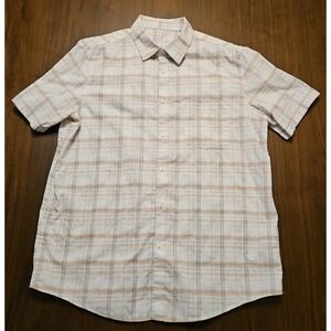 Tasso Elba Mens‎ Plaid Short Sleeve Button Up Shirt XL